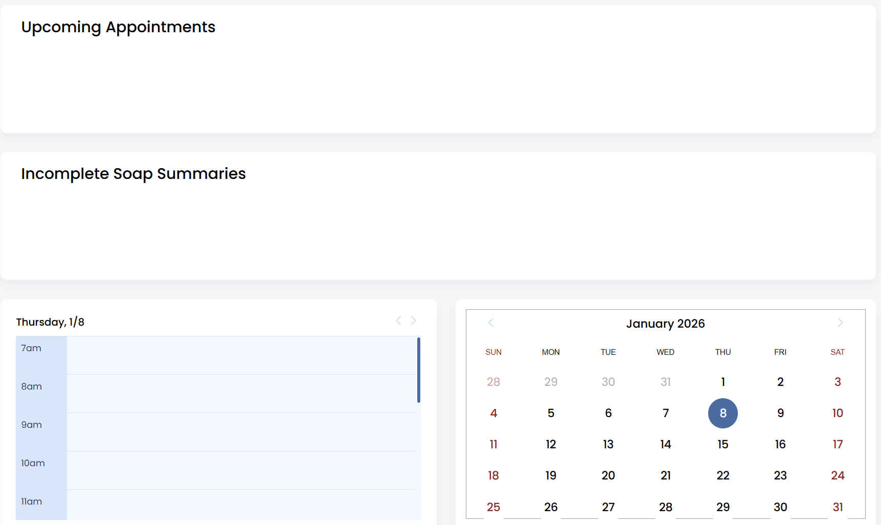 Viewing appointments from the dashboard